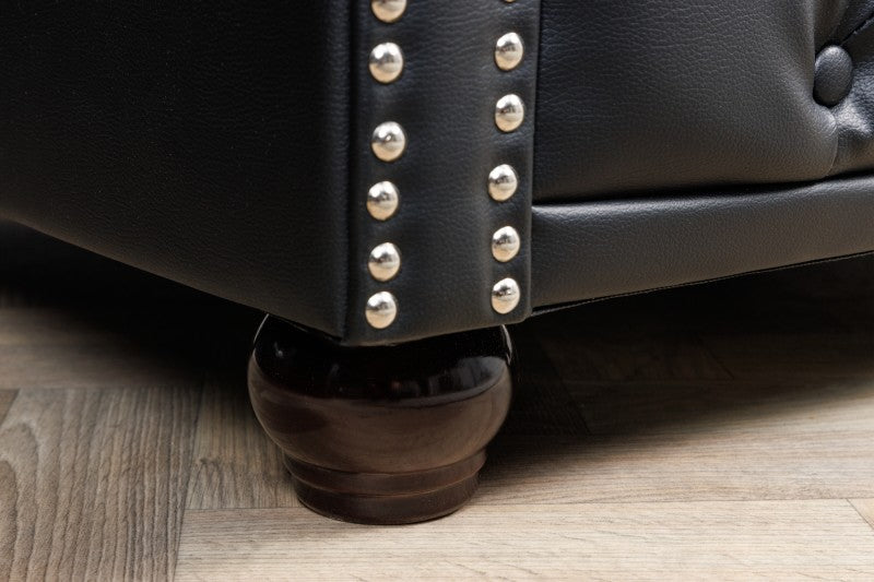 Sessel Chesterfield schwarz Antik Look Leder/ 41448