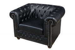 Sessel Chesterfield schwarz Antik Look Leder