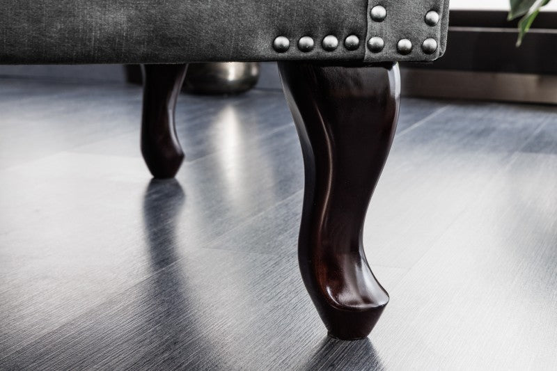 Ohrensessel Chesterfield grau Samt Antik Look