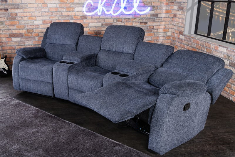 Kinosessel Hollywood 3er grau mit Cupholder