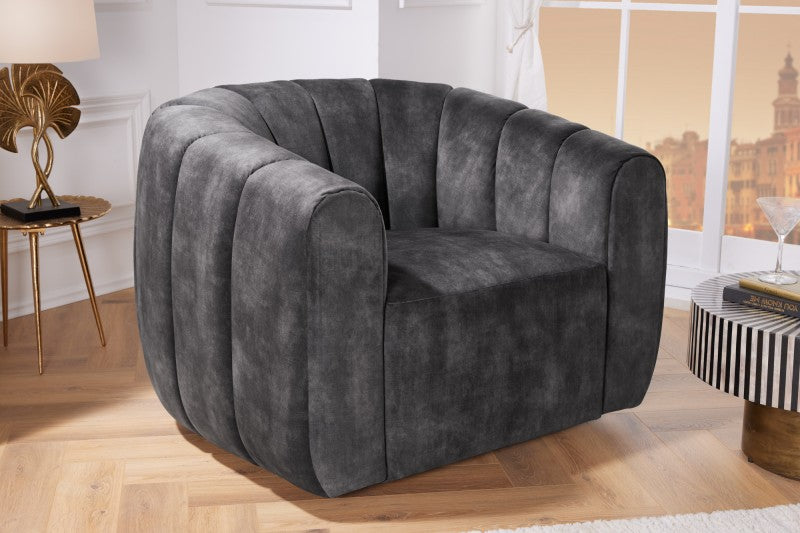 Sessel Atlantis 360° drehbar Samt dunkelgrau