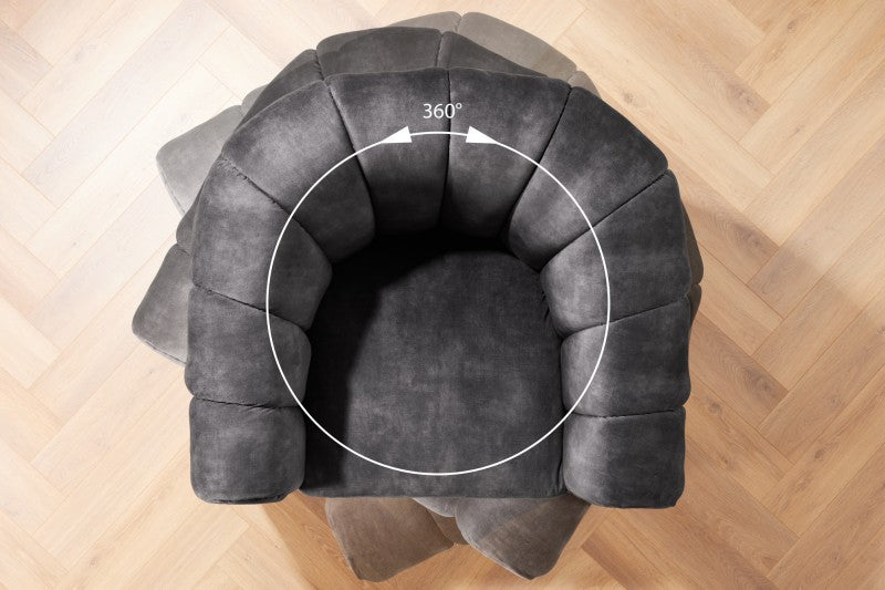 Sessel Atlantis 360° drehbar Samt dunkelgrau