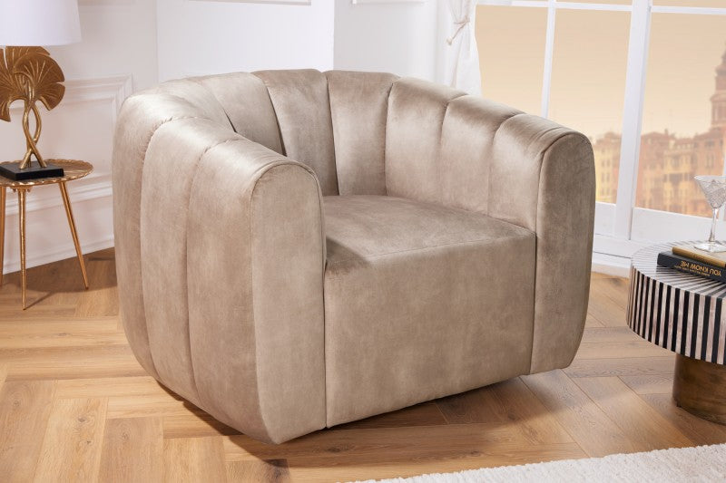 Sessel Atlantis 360° drehbar Samt champagner greige