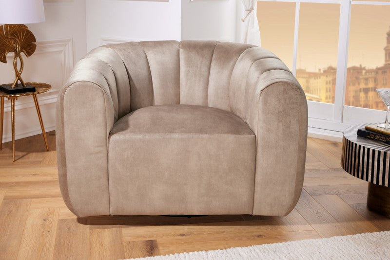 Sessel Atlantis 360° drehbar Samt champagner greige