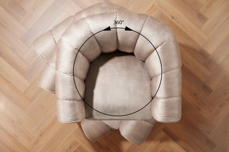 Sessel Atlantis 360° drehbar Samt champagner greige
