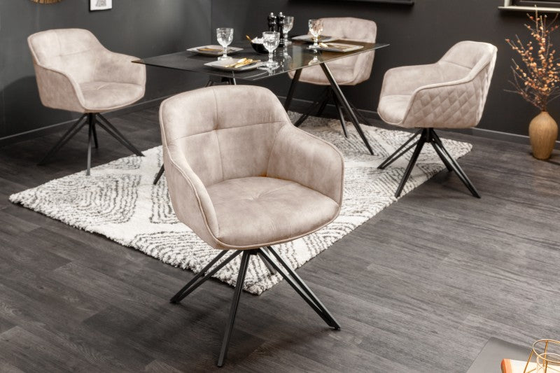 Stuhl Bliss champagner greige Samt drehbar