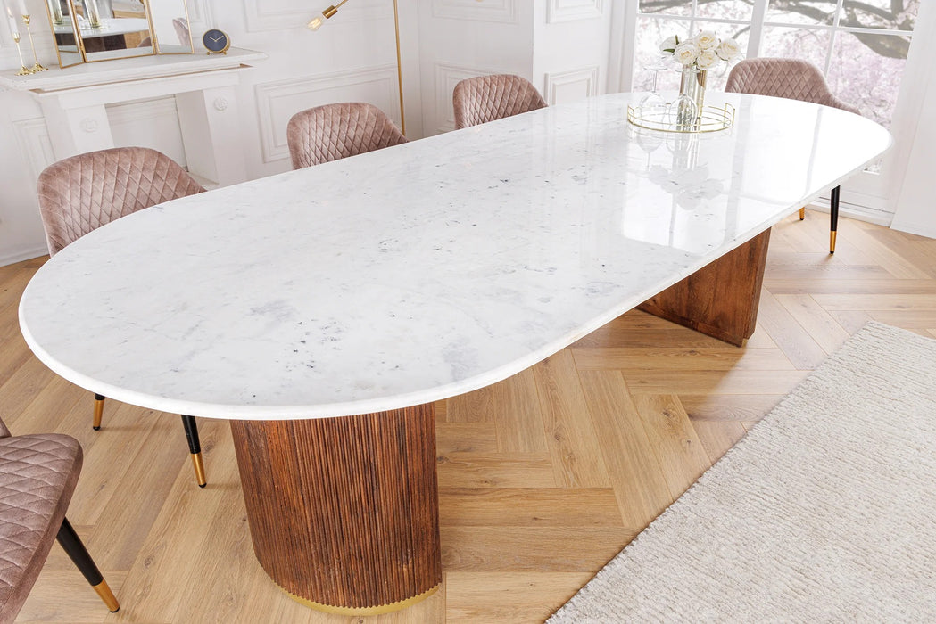 Esstisch Säntis 240cm Mango Marmor weiß