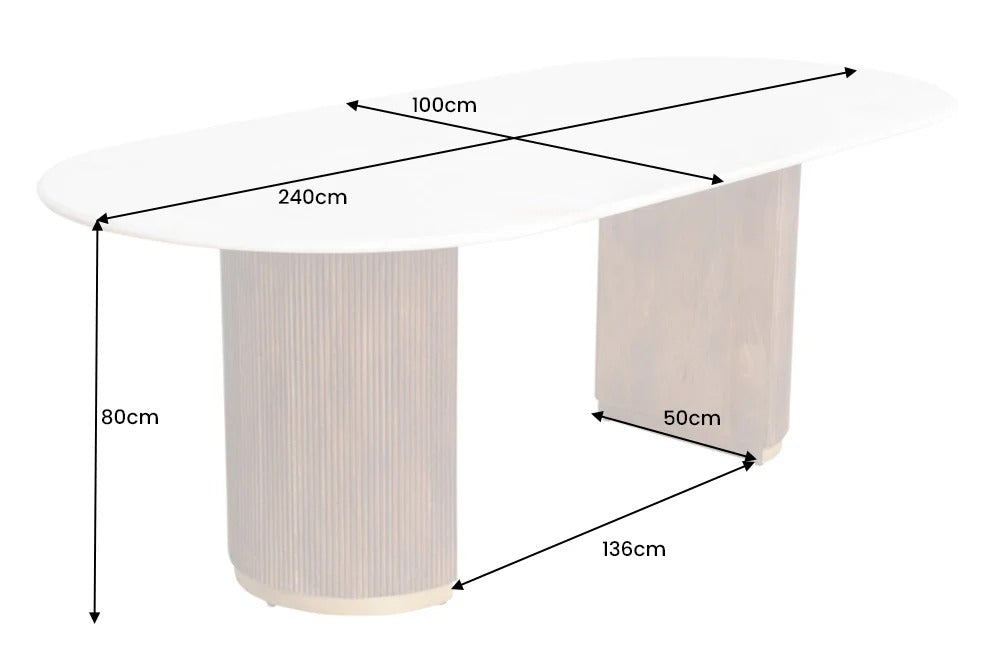 Esstisch Säntis 240cm Mango Marmor weiß