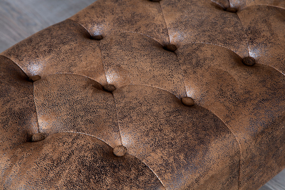Fußhocker Chesterfield braun Antik Look