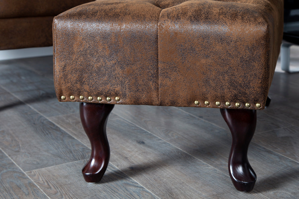 Fußhocker Chesterfield braun Antik Look