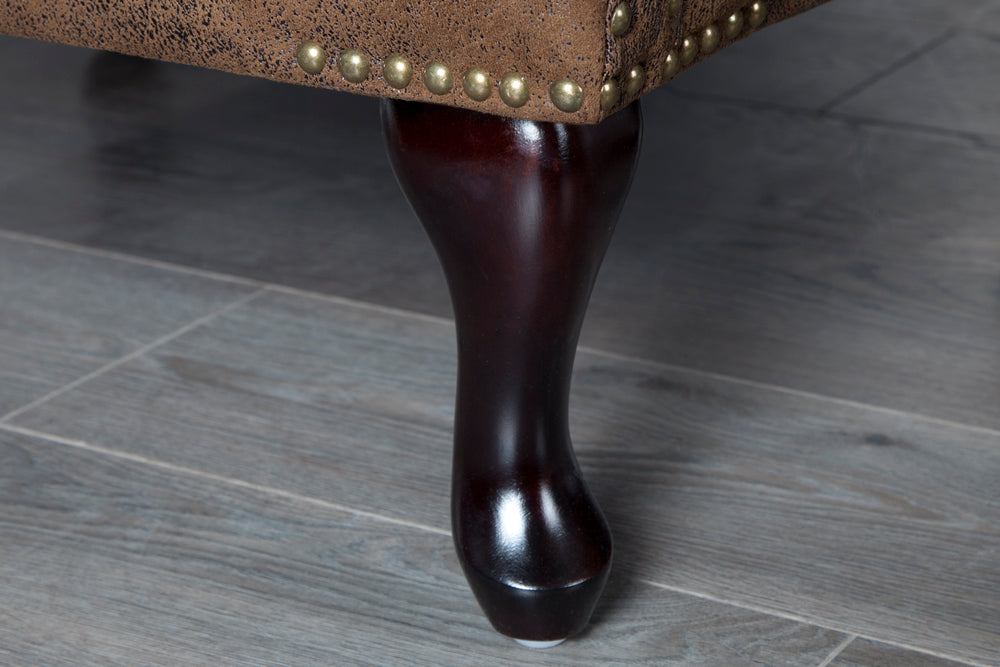 Fußhocker Chesterfield braun Antik Look