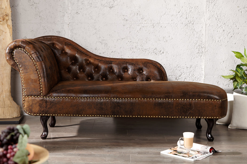 Recamiere Chesterfield braun Antik Look