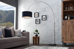 Stehleuchte Moon 170cm Leinen schwarz schwenkbar Marmorfuss