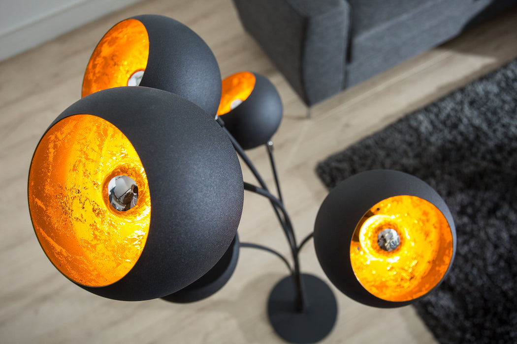 Stehleuchte Lava 170cm schwarz gold