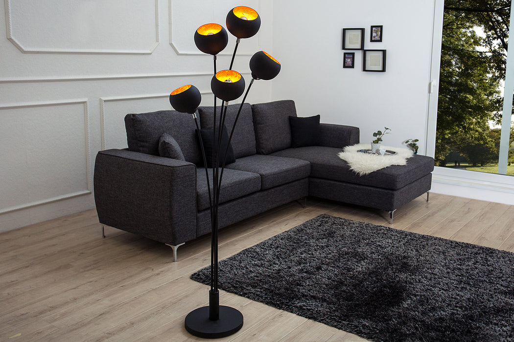 Stehleuchte Lava 170cm schwarz gold