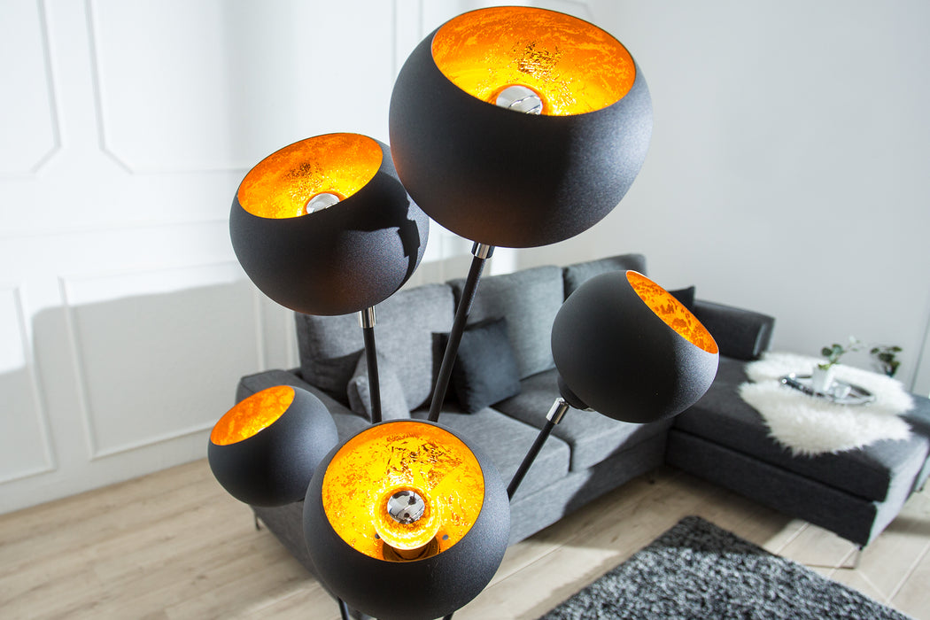 Stehleuchte Lava 170cm schwarz gold
