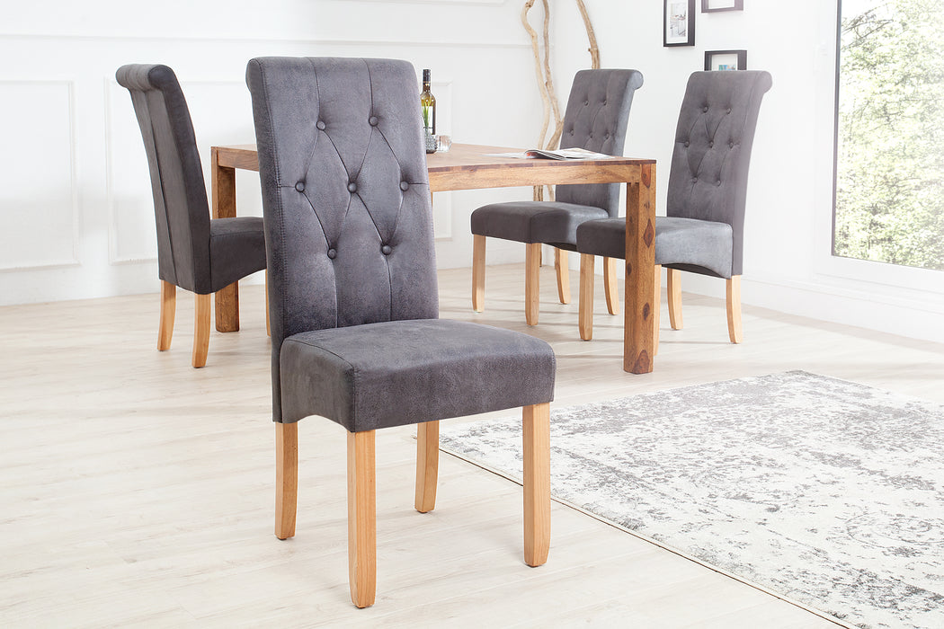 Stuhl Villa Mocha Nackenrolle grau Antik