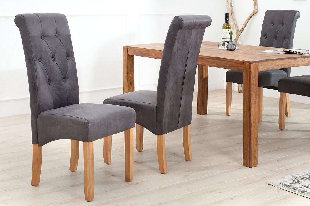 Stuhl Villa Mocha Nackenrolle grau Antik