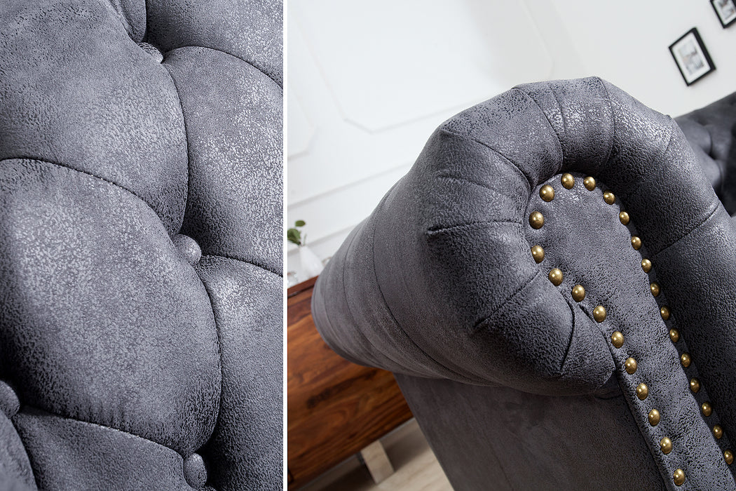 Sofa Chesterfield 2er Grau Antik Look