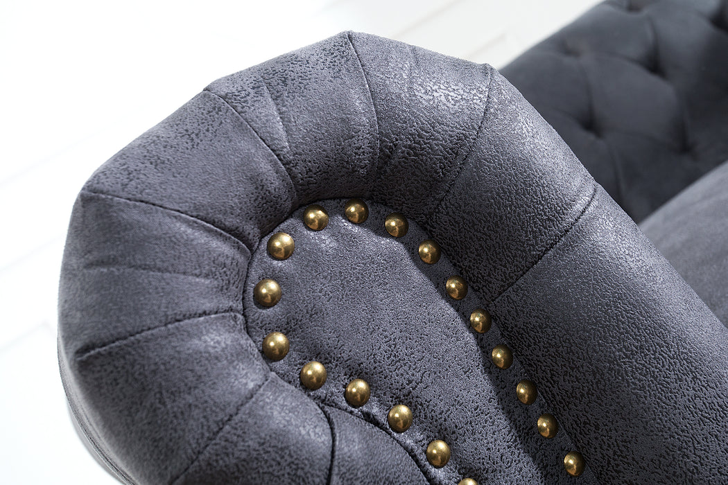Sofa Chesterfield 2er Grau Antik Look