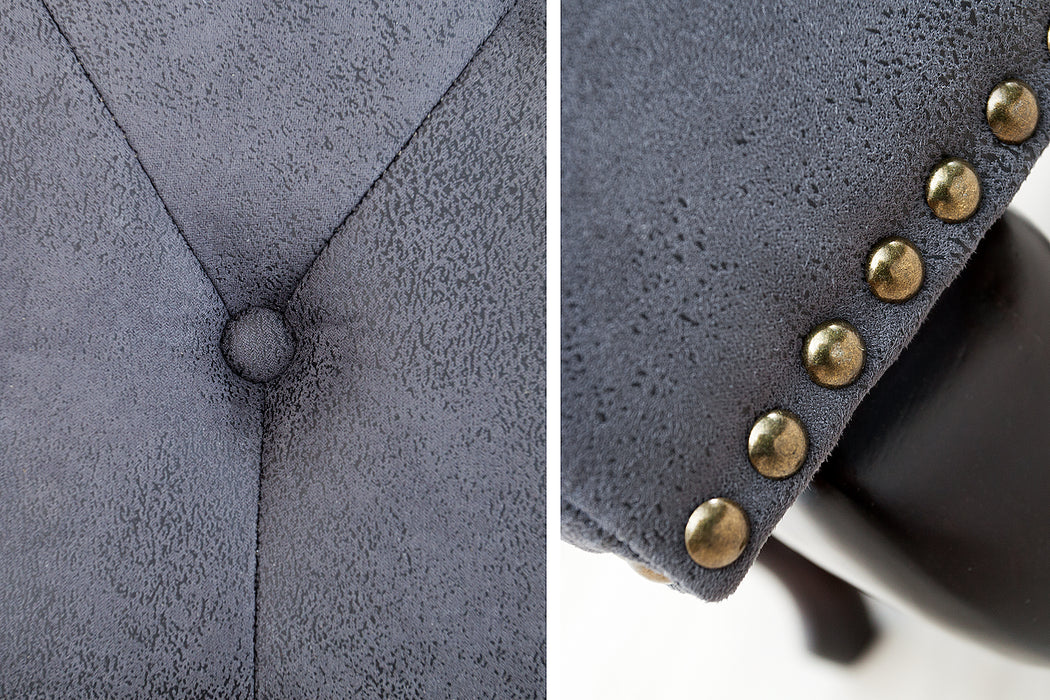 Fußhocker Chesterfield grau Antik Look/ 37474