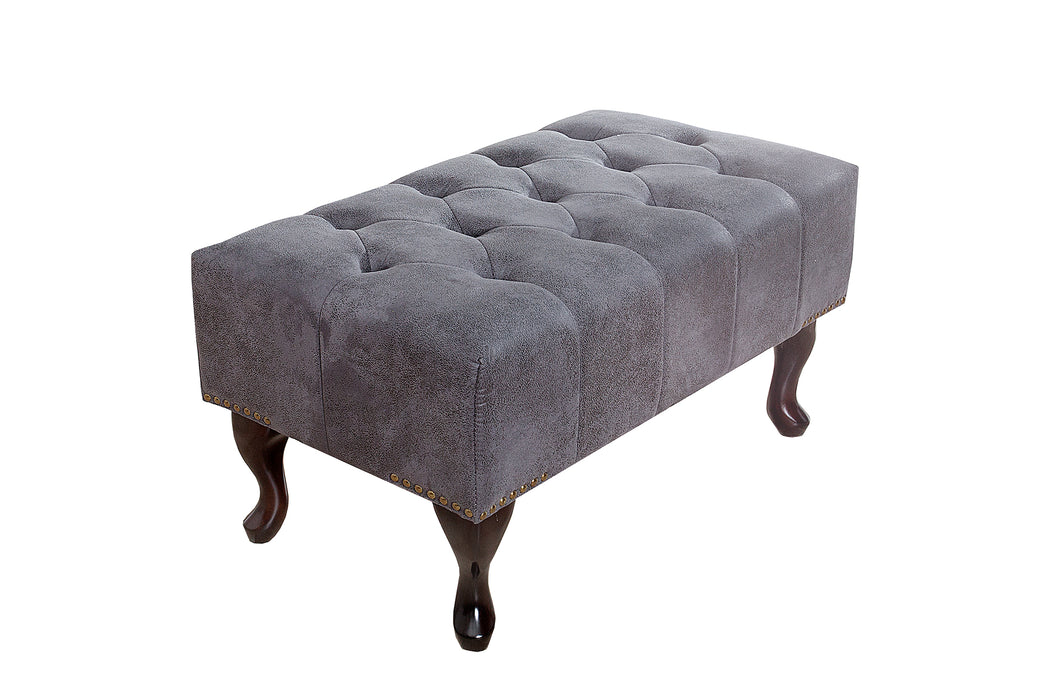 Fußhocker Chesterfield grau Antik Look/ 37474