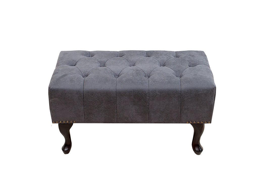 Fußhocker Chesterfield grau Antik Look/ 37474