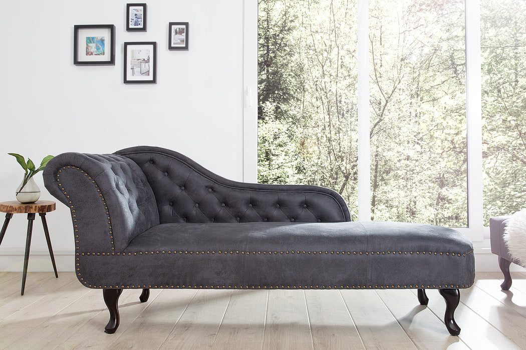 Recamiere Chesterfield grau Antik Look