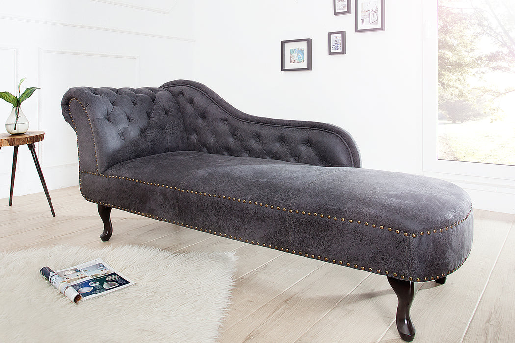Recamiere Chesterfield grau Antik Look