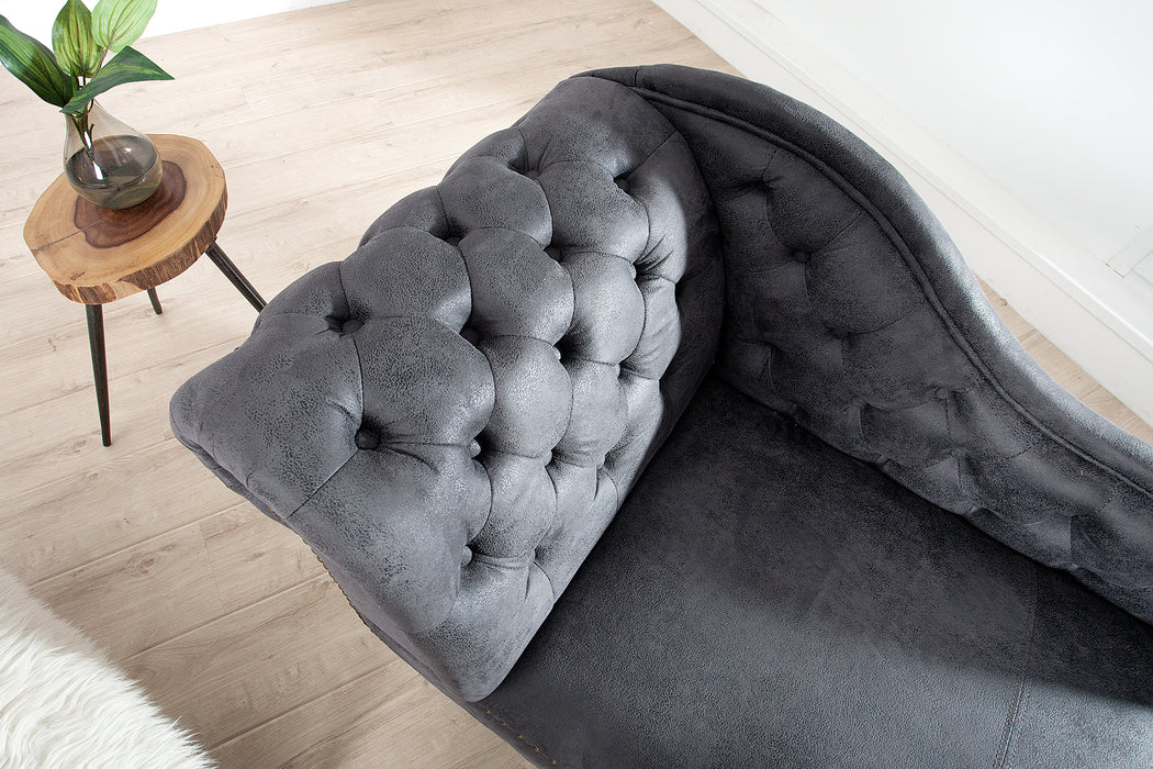 Recamiere Chesterfield grau Antik Look