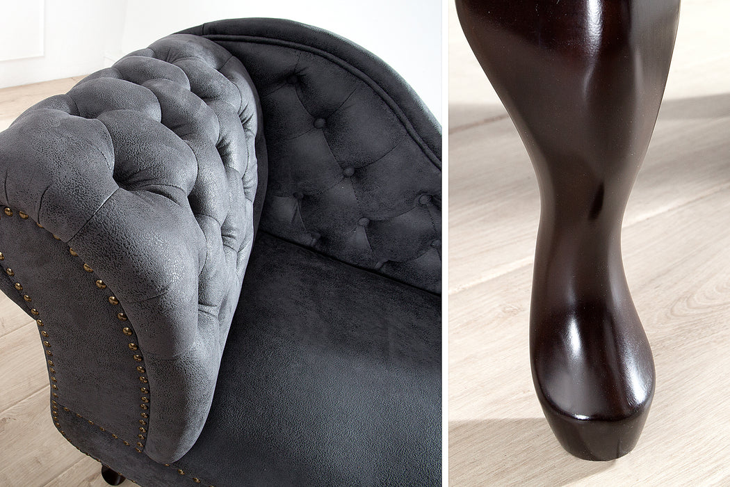 Recamiere Chesterfield grau Antik Look