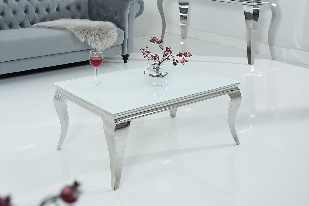 Couchtisch Barock 100cm weiss silber