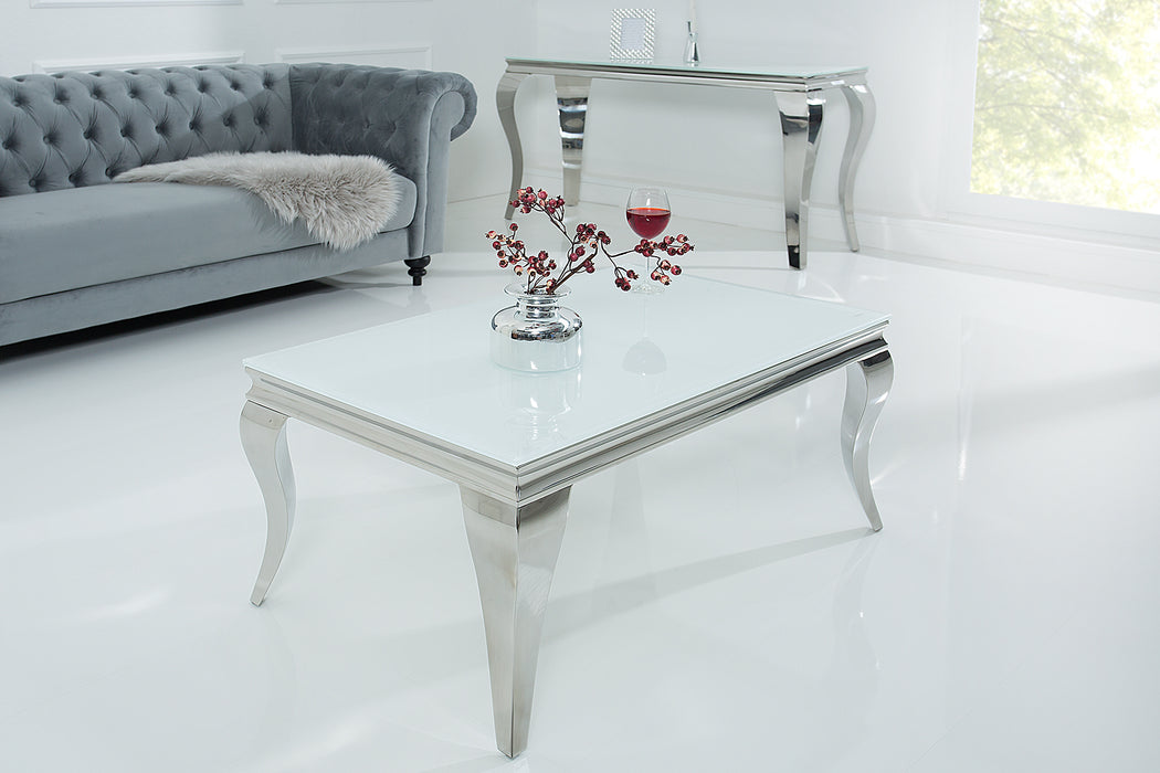 Couchtisch Barock 100cm weiss silber