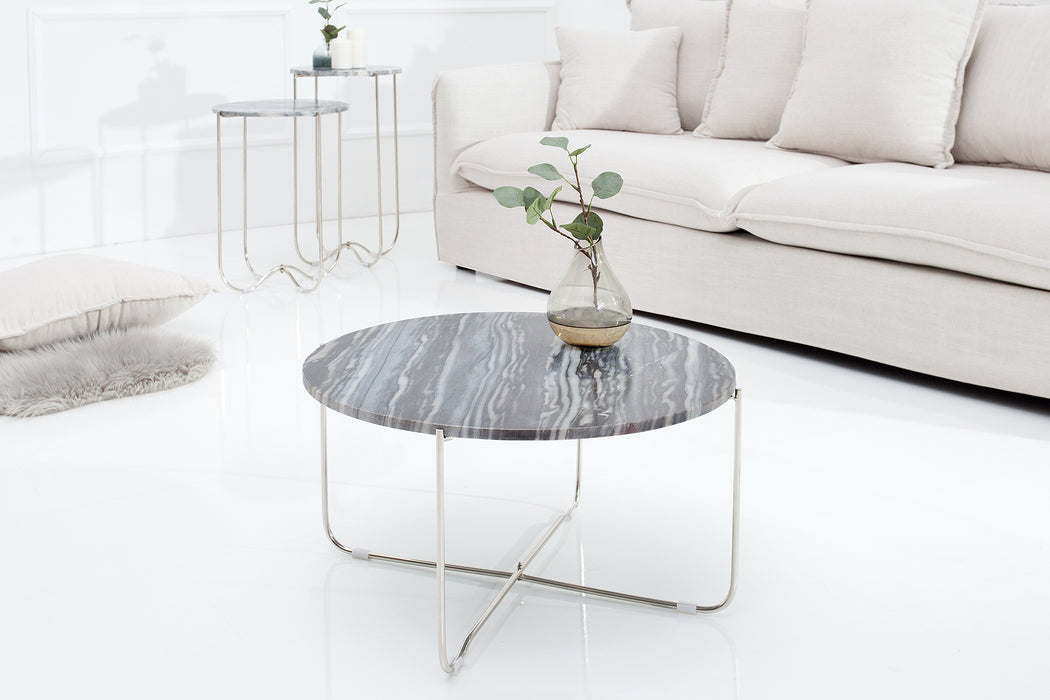 Couchtisch Rega grau Marmor silber