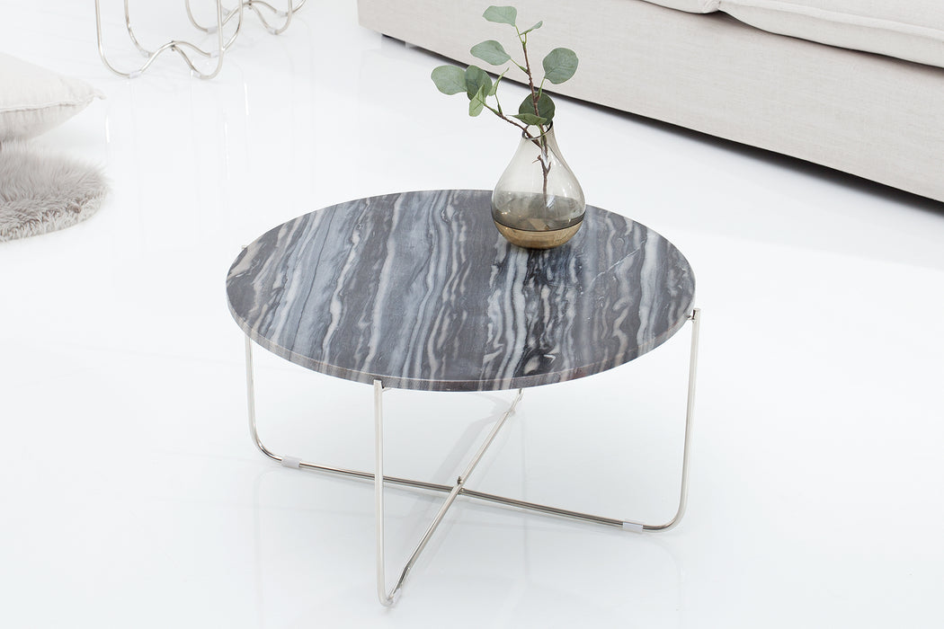 Couchtisch Rega grau Marmor silber