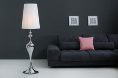 Stehleuchte Diana 160cm weiss Nylonschirm Metallfuss