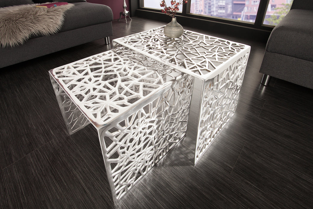 Couchtisch Conceptual 2er Set silber