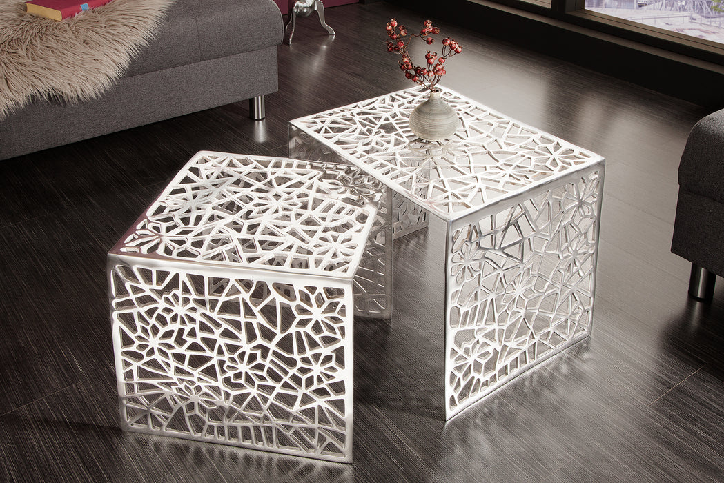 Couchtisch Conceptual 2er Set silber