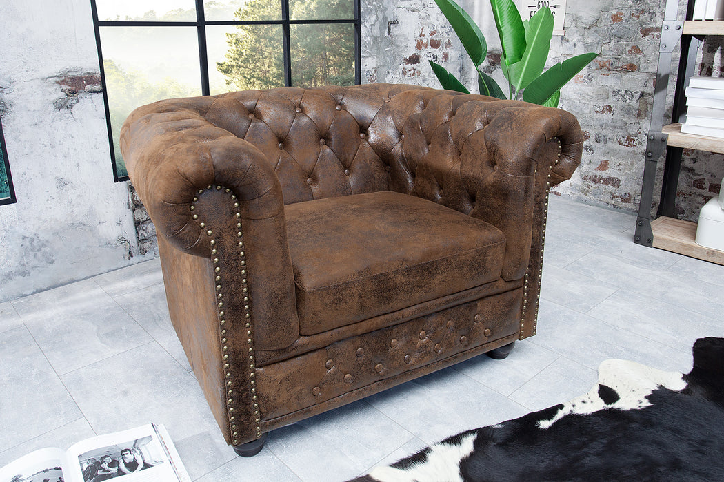 Sessel Chesterfield braun Antik Look
