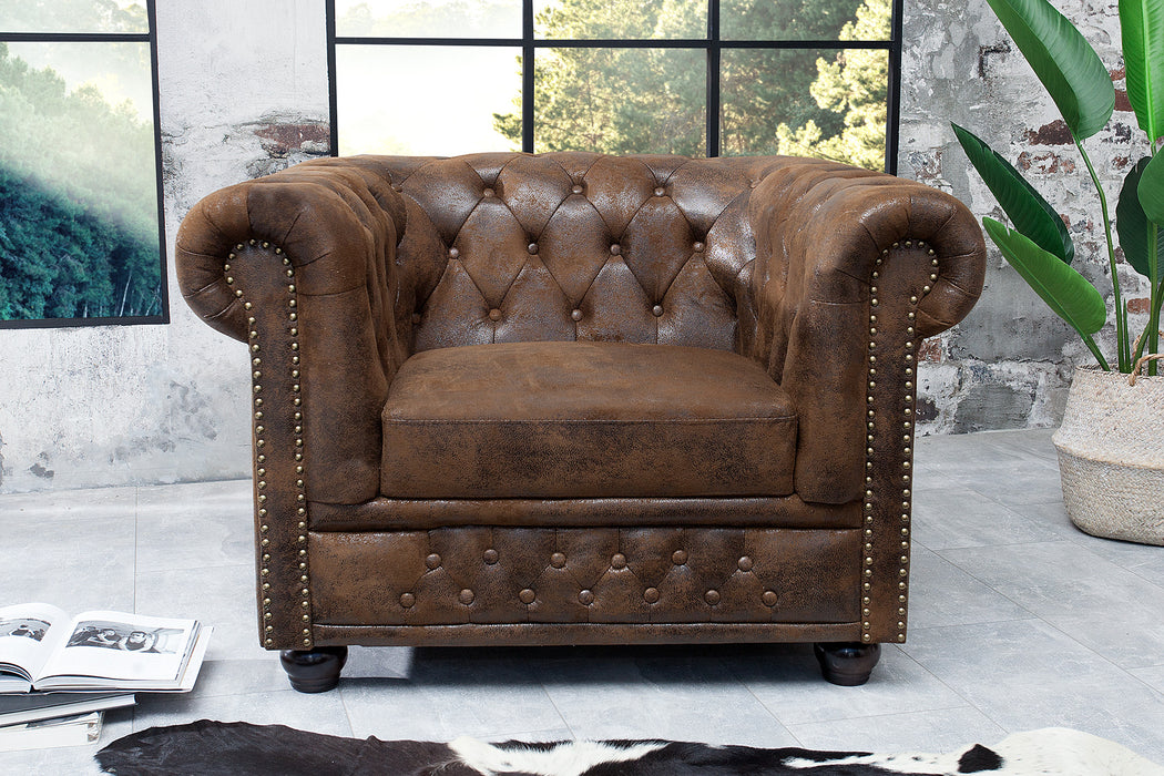 Sessel Chesterfield braun Antik Look
