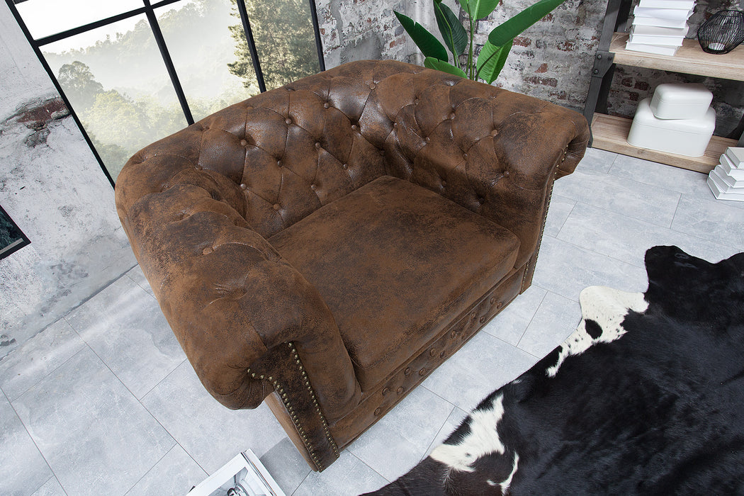 Sessel Chesterfield braun Antik Look