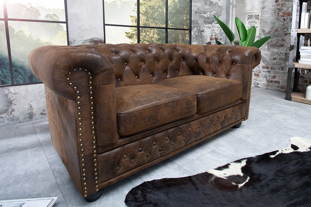 Sofa Chesterfield 2er Braun Antik Look