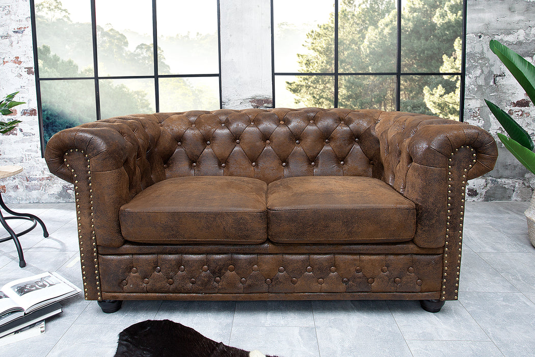 Sofa Chesterfield 2er Braun Antik Look