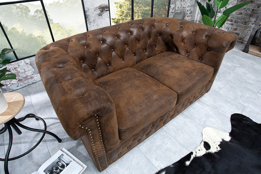 Sofa Chesterfield 2er Braun Antik Look