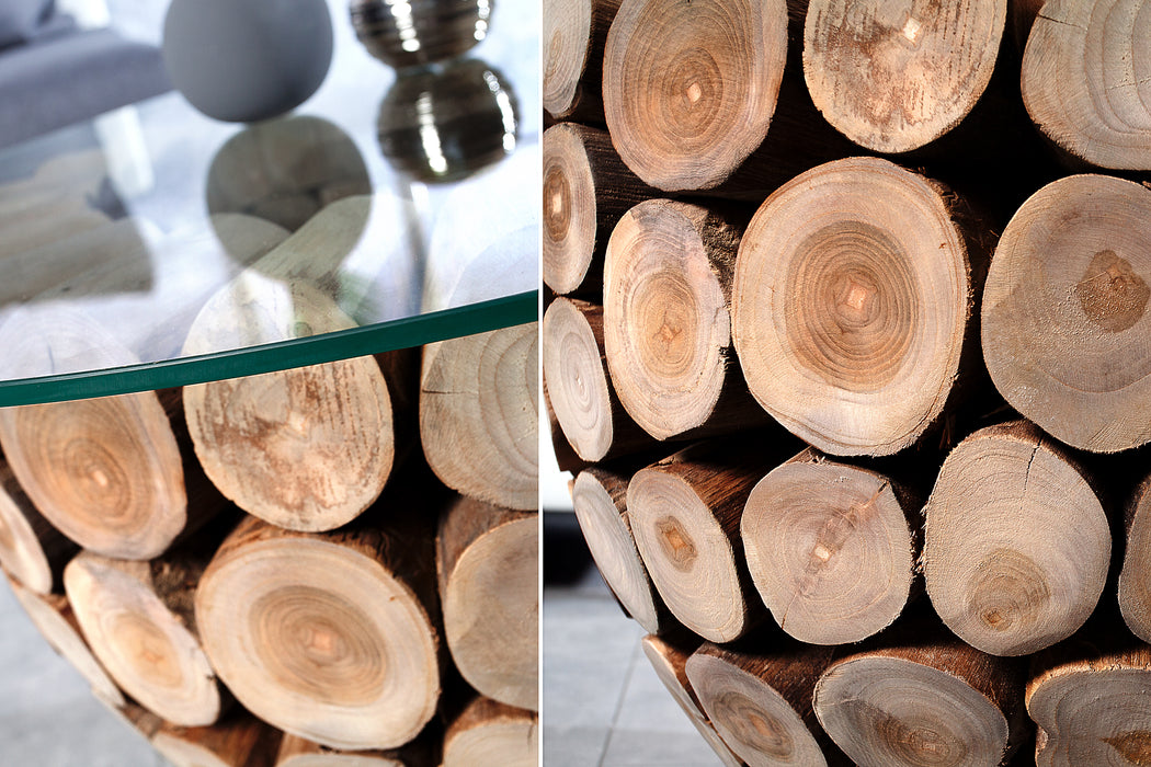 Couchtisch Log 70cm Teak Gestell
