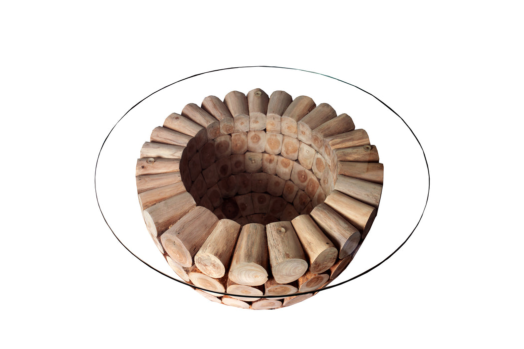 Couchtisch Log 70cm Teak Gestell