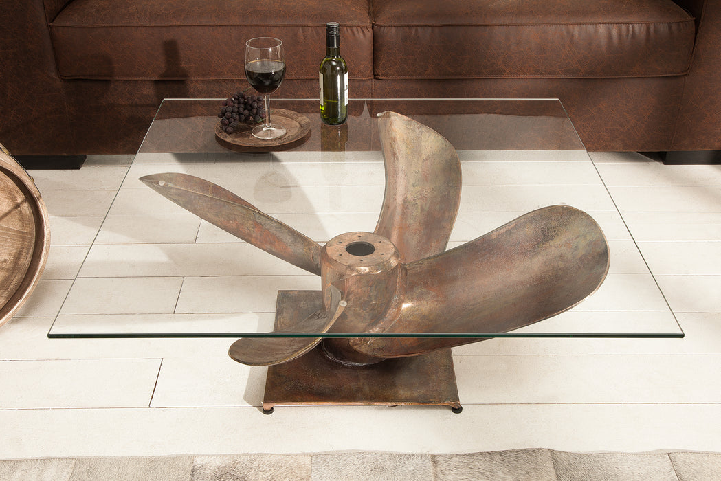 Couchtisch Tide 85cm antik kupfer Gestell