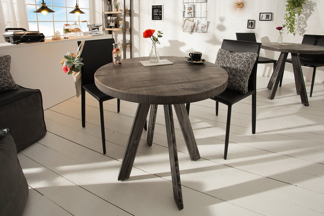 Esstisch Blacksmith 80cm Rund Grau Mango