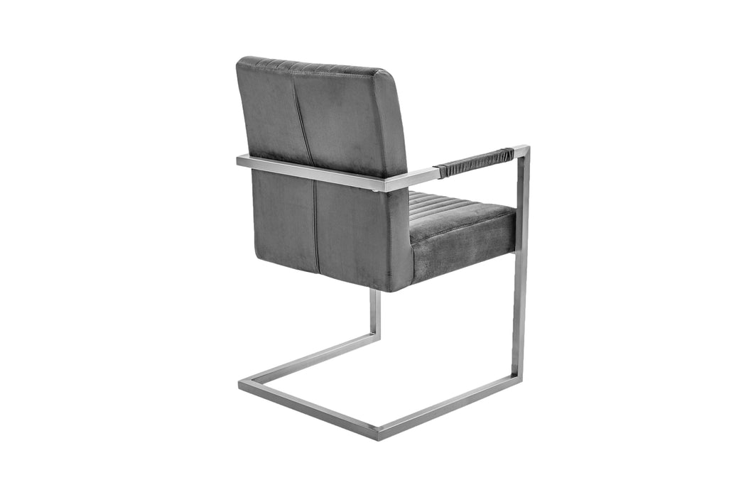 Freischwinger Grand Hudson Grau Samt Armlehne