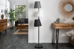 Stehleuchte Elegant 163cm schwarz grau Leinen 3 Schirme